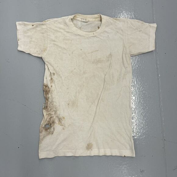 Vintage 60s Archdale White Distressed Blank Cotton T-Shirt - Picture 1 of 4